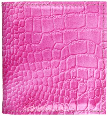 Визитница из натуральной кожи «Кинг» 4327, 115*125 мм, 2 кармана, 18 листов, рифленая розовая