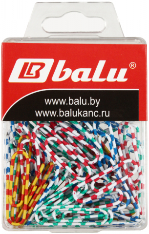 Скрепки цветные виниловые «Зебра» Balu, 25 мм, 70 шт., округлые Скрепки цветные виниловые «Зебра» Balu, 25 мм, 70 шт., округлые