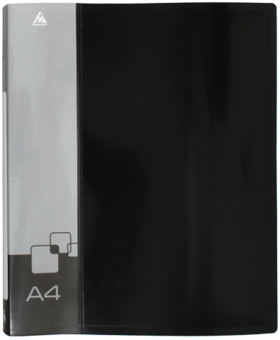 Папка пластиковая на 4-х кольцах «Бюрократ», толщина пластика 0,7 мм, черная