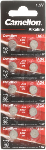 Батарейка щелочная дисковая Camelion Alkaline, AG6, LR921, 1.5V, 10 шт.