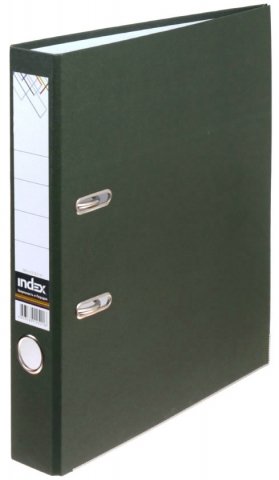 Папка-регистратор Index с бумажным покрытием , корешок 50 мм, зеленый