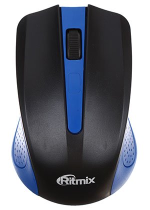 Мышь компьютерная Ritmix RMW-555, беспроводная, черная с синим