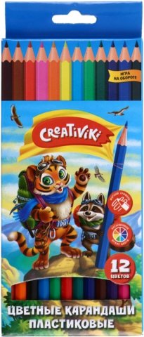Карандаши цветные Creativiki, 12 цветов, длина 175 мм Карандаши цветные Creativiki, 12 цветов, длина 175 мм