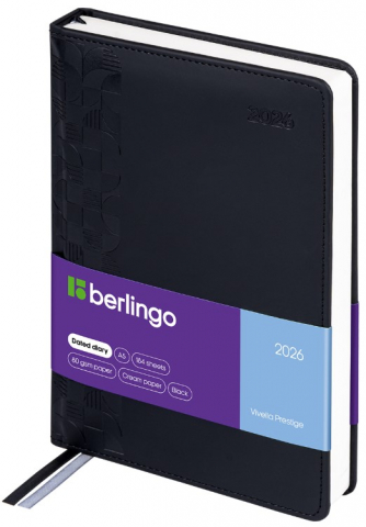 Ежедневник датированный на 2026 год Berlingo Vivella Prestige, 145*215 мм, 184 л., черный