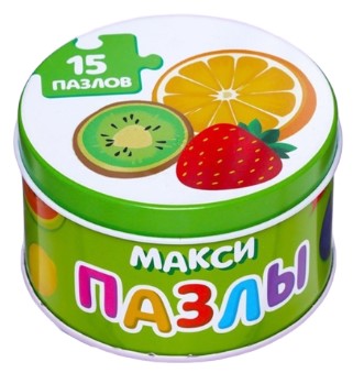 Макси-пазлы Sima-Land, 15 пазлов, «Фрукты и овощи» (в металлической коробке)