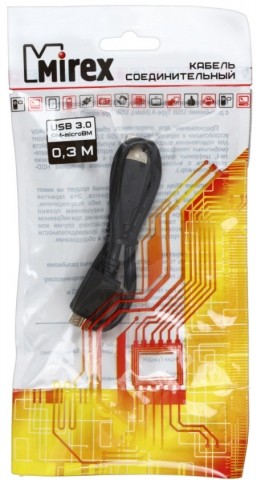 Кабель Mirex USB 3.0 AM-microBM, 0,3 м, черный 