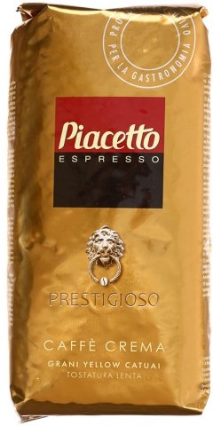 Кофе натуральный в зернах Piacetto Prestigioso , 1000 г, Caffe Crema, среднеобжаренный