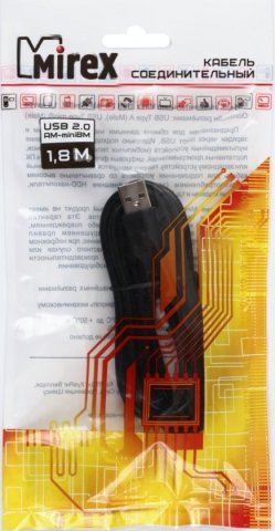 Кабель Mirex USB 2.0 AM-miniBM, 1,8 м, черный Кабель Mirex USB 2.0 AM-miniBM, 1,8 м, черный