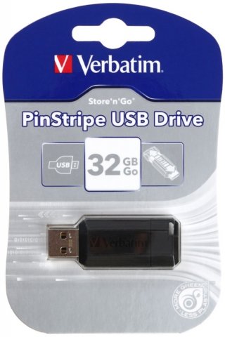 Флэш-накопитель Verbatim PinStripe, 32 Gb, корпус черный 