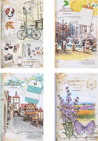 Книжка записная Love Postcard, 130*205 мм, 80 л., клетка, ассорти 