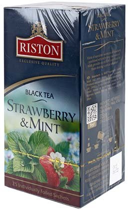 Чай Riston, 37,5 г, 25 пакетиков, Strawberry&Mint, черный чай с добавками