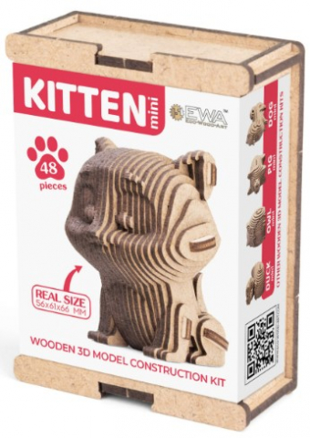 Конструктор-мини деревянный Ewa 83×113×35 мм, «Кошечка»