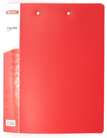 Папка пластиковая с пружинным скоросшивателем и верхним прижимом Besko, толщина пластика 0,65 мм, красная