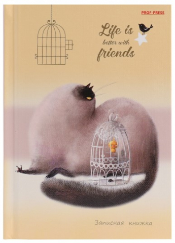 Книжка записная «Кошка и канарейка», 103*148 мм, 64 л., клетка Книжка записная «Кошка и канарейка», 103*148 мм, 64 л., клетка
