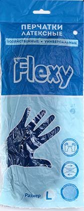 Перчатки латексные хозяйственные Flexy Gloves, размер L, синие