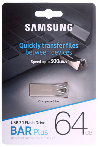 Флеш-накопитель Samsung MUF, 64 Gb, корпус серебристый