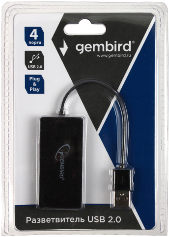 Концентратор Gembird UHB-U2P4-03, черный Концентратор Gembird UHB-U2P4-03, черный