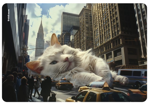Подложка настольная детская ErichKrause 43×29 см, толщина пластика 0,55 мм, Big City Cats