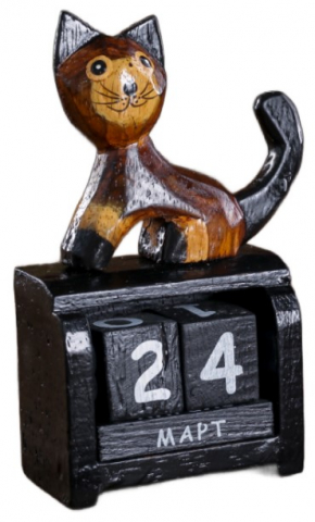 Благотворительный деревянный настольный календарь «Вечный» 4×7×12 см, «Котик» Благотворительный деревянный настольный календарь «Вечный» 4×7×12 см, «Котик»