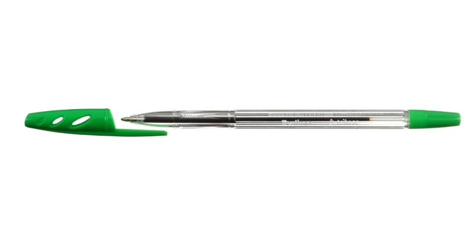 Ручка шариковая Berlingo Tribase корпус прозрачный, стержень зеленый