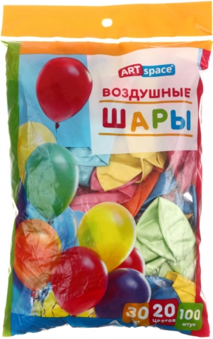 Шары воздушные ARTspace, 100 шт., 12"/30 см, 12 цветов, металлик, ассорти