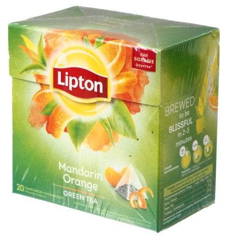 Чай Lipton ароматизированный пакетированный 36 г, 20 пирамидок, Mandarin Orange, зеленый чай Чай Lipton ароматизированный пакетированный 36 г, 20 пирамидок, Mandarin Orange, зеленый чай