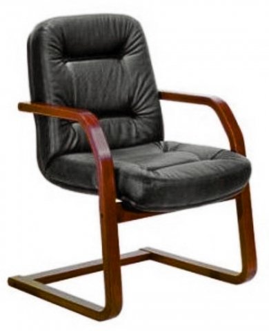 Кресло офисное Cosma B для руководителей, дерево (темный орех), обивка - черная кожа