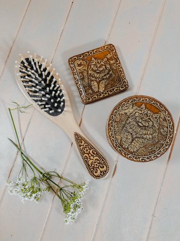 Подарочный набор для женщин из бересты «Кошка», 3 предмета Подарочный набор для женщин из бересты «Кошка», 3 предмета