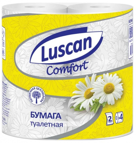 Бумага туалетная ароматизированная Luscan Comfort 4 рулона, ширина 95 мм, «Ромашка»