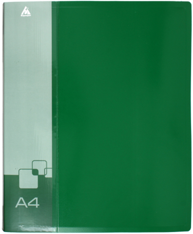 Папка пластиковая на 4-х кольцах «Бюрократ» толщина пластика 0,7 мм, зеленая