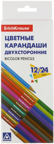 Карандаши цветные двусторонние ErichKrause Basic, 24 цвета, 12 шт., длина 175 мм