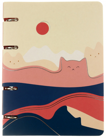 Тетрадь общая А5, 120 л. на кольцах Meshu, 160*210 мм, клетка, Mountcats