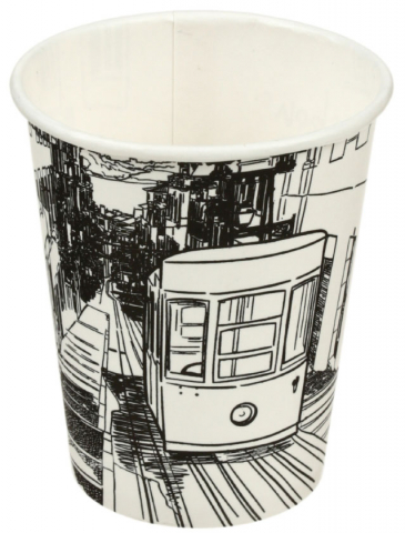 Стакан одноразовый для горячих напитков , 250 мл, «Города», черно-белый Стакан одноразовый для горячих напитков , 250 мл, «Города», черно-белый