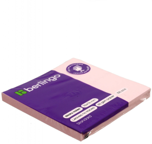 Бумага для заметок с липким краем Berlingo Standard 76×76 мм, 1 блок×100 л., розовая Бумага для заметок с липким краем Berlingo Standard 76×76 мм, 1 блок×100 л., розовая