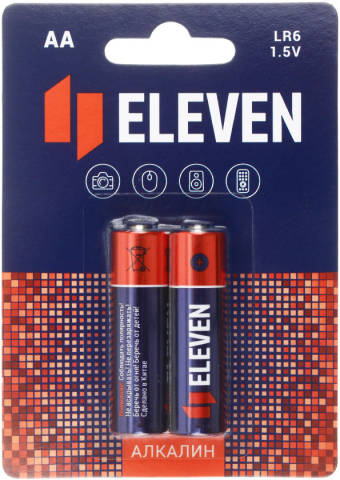 Батарейки щелочные Eleven AA, LR6, 1.5V, 2 шт.