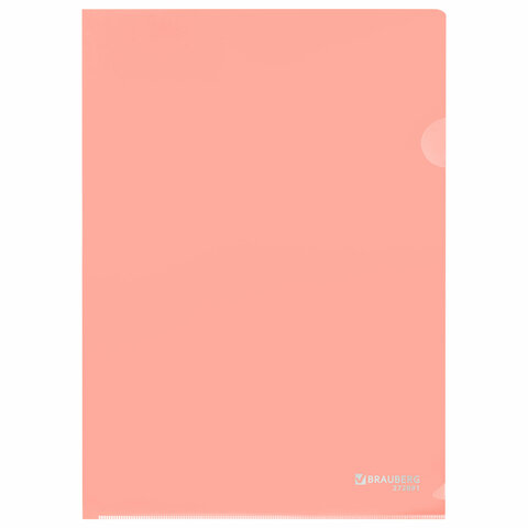 Папка-уголок пластиковая Brauberg Pastel А4 толщина пластика 0,15 мм, персиковая Папка-уголок пластиковая Brauberg Pastel А4 толщина пластика 0,15 мм, персиковая