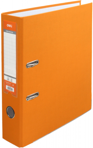 Папка-регистратор Deli «Эко» с односторонним ПВХ-покрытием, корешок 75 мм, оранжевый