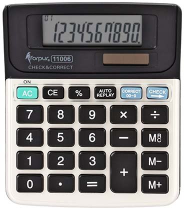Калькулятор 10-разрядный Forpus FO-11006, черный с серым