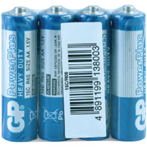 Батарейки солевые GP PowerPlus AA, R6, 1.5V, 4 шт.
