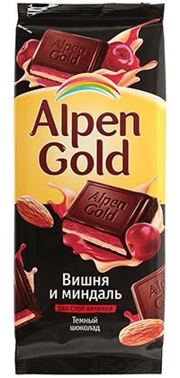 Шоколад Alpen Gold, 90 г, «Вишня с йогуртом», темный шоколад