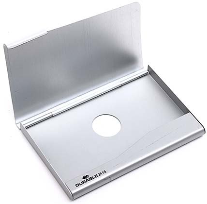 Визитница карманная металлическая Business Card Box, 55*90 мм, серебристый металлик