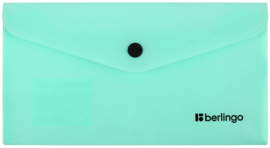 Папка-конверт пластиковая на кнопке Berlingo Instinct С6 (А6) толщина пластика 0,20 мм, мятная