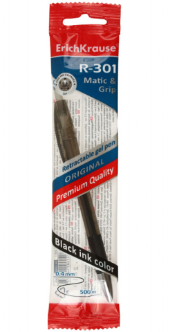 Ручка гелевая автоматическая ErichKrause R-301 Original Gel Matic&Grip, корпус дымчатый, стержень черный, в индивидуальной упаковке Ручка гелевая автоматическая ErichKrause R-301 Original Gel Matic&Grip, корпус дымчатый, стержень черный, в индивидуальной упаковке