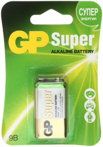Батарейка щелочная GP Super, 6LF22, 9V, тип «Крона»