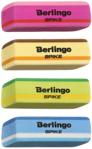 Ластик Berlingo Spike, 50*18*9 мм, ассорти