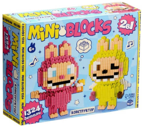 Игра-конструктор «Mini Blocks» «Розовый и желтый монстрик», 1324 детали, 6+