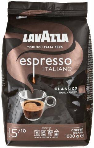 Кофе натуральный в зернах Lavazza Caffe Espresso 1000 г, среднеобжаренный