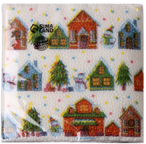 Салфетки сервировочные Sima-Land 24×24 см, 20 шт., «С Новым Годом. Домики»