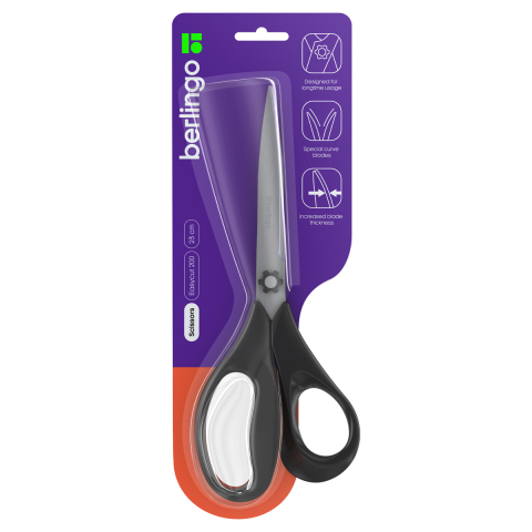 Ножницы канцелярские Berlingo Easycut 200 230 мм, ручки черные