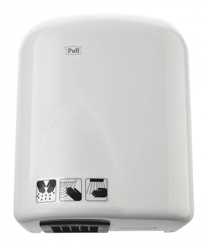 Сушилка для рук Puff-165 автоматическая, 290*230*160 мм, корпус из пластика, белая Сушилка для рук Puff-165 автоматическая, 290*230*160 мм, корпус из пластика, белая
